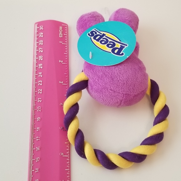 Peeps Squeaky Rope Dog Toy Purple Bunny New - Picture 5 of 6
